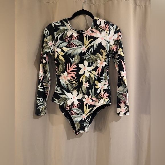 Kona Sol NWT Floral Long Sleeve Bodysuit - Picture 1 of 7